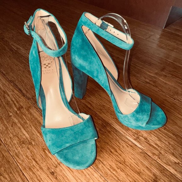 COPY - NWT Vince Camuto Suede Platform Sandals Teal Size 10 - Picture 1 of 7